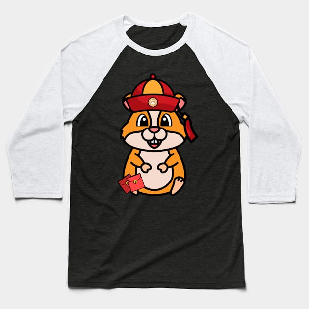 Funny hamster celebrates lunar new year Baseball T-Shirt by Pet Station